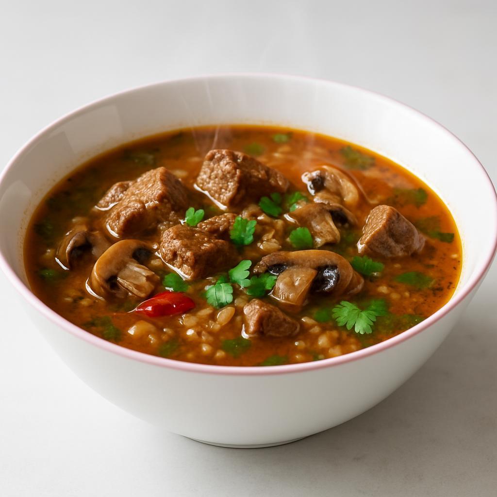 Харчо с говядиной и грибами